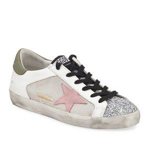 Golden Goose Superstar Pink Star Silver Glitter